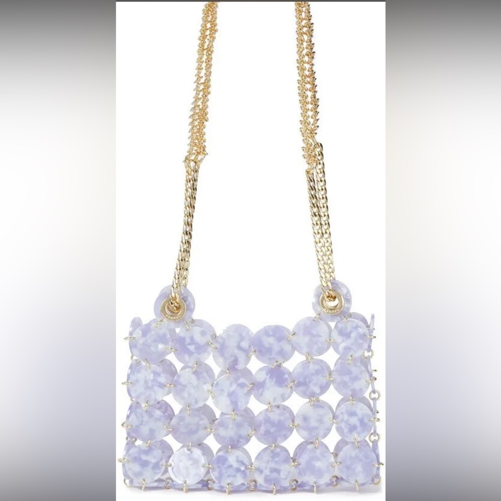 Sandro Pastille Marbled Resin Chainmail Shoulder Bag Gold Lilac Purple NWT